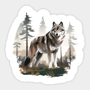 Watercolor Wolf Sticker